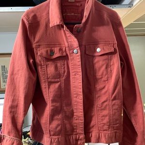 Orange/brick? Colored denim jacket